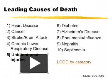 PPT – Leading Causes of Death PowerPoint presentation free to view