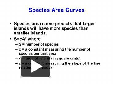 species area curve excel