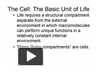 The Cell: The Basic Unit of Life presentation | free to view