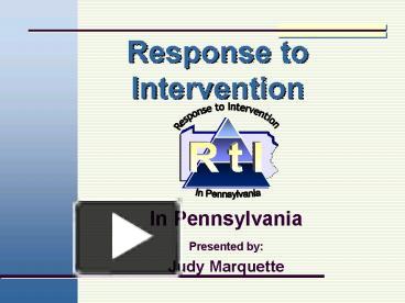 Response to Intervention presentation | free to view