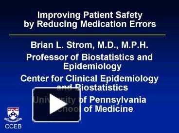 Improving Patient Safety by Reducing Medication Errors presentation ...