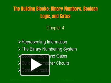PPT – The Building Blocks: Binary Numbers, Boolean Logic, and Gates ...