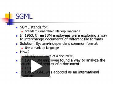 SGML presentation | free to view