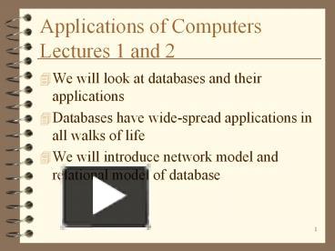 Applications of Computers Lectures 1 and 2 presentation | free to download