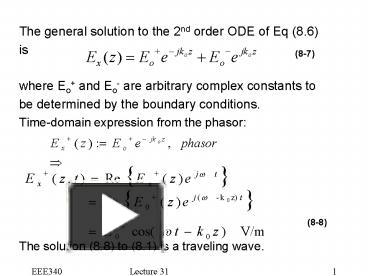 PPT – The general solution to the 2nd order ODE of Eq 8.6 PowerPoint ...