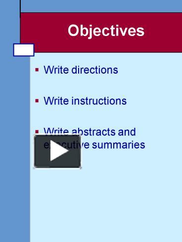 PPT – Objectives PowerPoint presentation | free to view - id: 1158d-Mzg1Z