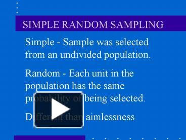 PPT – SIMPLE RANDOM SAMPLING PowerPoint presentation | free to view ...