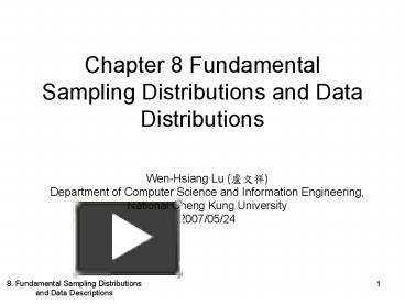 Chapter 8 Fundamental Sampling Distributions and Data Distributions ...