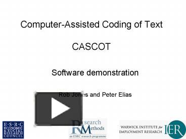 Computer-Assisted Coding of Text CASCOT presentation | free to view