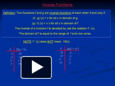 Inverse Functions presentation | free to view