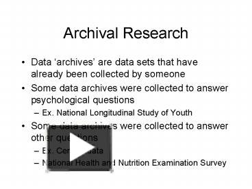 Archival Research presentation | free to view