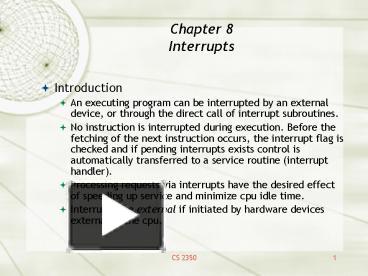 Chapter 8 Interrupts presentation | free to view
