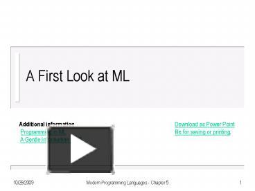PPT – A First Look at ML PowerPoint presentation | free to view - id ...