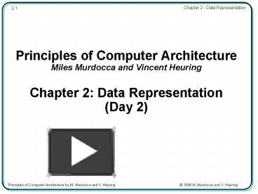 Principles of Computer Architecture Miles Murdocca and Vincent Heuring ...