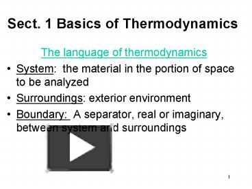 PPT – Sect. 1 Basics of Thermodynamics PowerPoint presentation | free ...