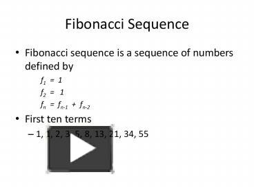 PPT – Fibonacci Sequence PowerPoint presentation | free to view - id ...