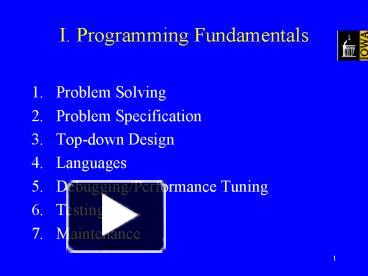 I. Programming Fundamentals presentation | free to view