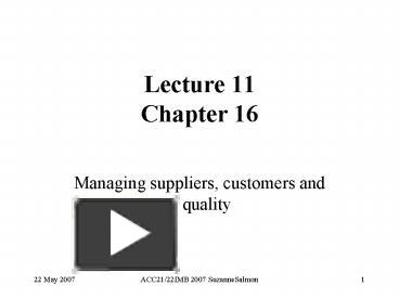 PPT – Lecture 11 Chapter 16 PowerPoint presentation | free to view - id ...