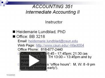 PPT – ACCOUNTING 351 Intermediate Accounting II PowerPoint presentation ...
