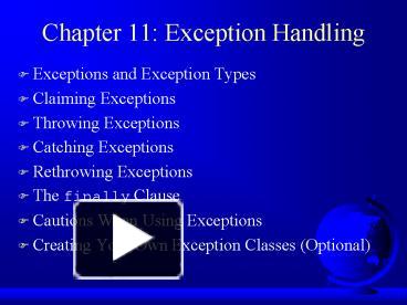 Chapter 11: Exception Handling presentation | free to view