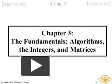 PPT – Chapter 3: The Fundamentals: Algorithms, the Integers, and ...