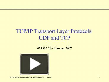 PPT – TCPIP Transport Layer Protocols: UDP and TCP PowerPoint ...