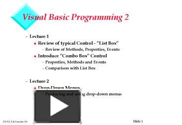 PPT – Visual Basic Programming 2 PowerPoint presentation | free to view ...