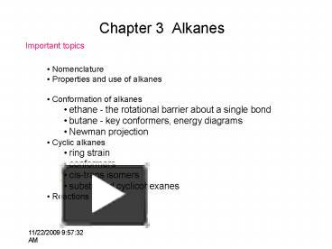 PPT – Chapter 3 Alkanes PowerPoint presentation | free to view - id ...