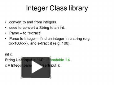 PPT – Integer Class library PowerPoint presentation | free to view - id ...