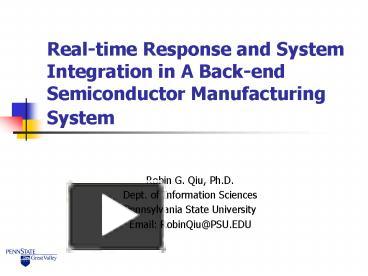 Realtime Response and System Integration in A Backend Semiconductor ...