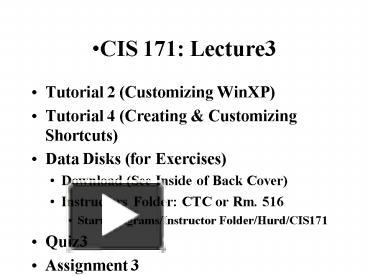 PPT – CIS 171: Lecture3 PowerPoint presentation | free to view - id ...