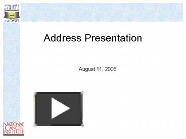 PPT – Address Presentation PowerPoint presentation | free to view - id ...