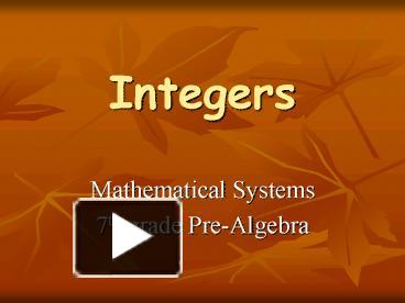 Integers presentation | free to view