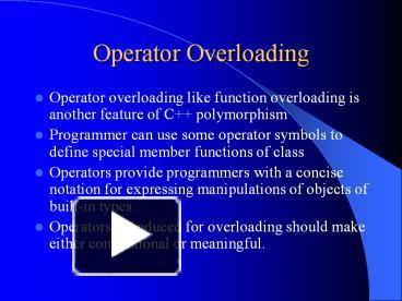 PPT – Operator Overloading PowerPoint presentation | free to view - id ...