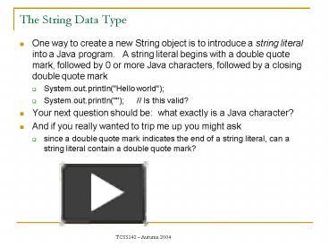 PPT – The String Data Type PowerPoint presentation | free to view - id ...