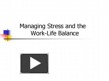 Managing Stress and the WorkLife Balance presentation | free to view