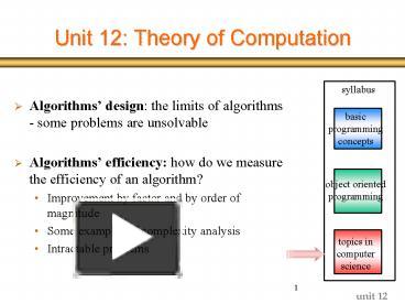 PPT – Unit 12: Theory of Computation PowerPoint presentation | free to ...