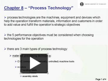Chapter 8 Process Technology presentation | free to view