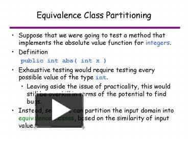 Equivalence Class Partitioning presentation | free to view
