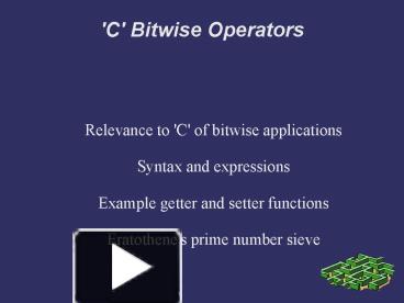 'C' Bitwise Operators presentation | free to download