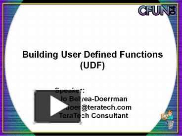 PPT – Building User Defined Functions (UDF) PowerPoint presentation ...