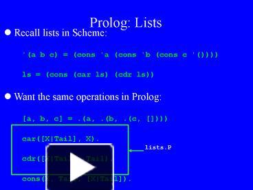 Prolog: Lists presentation | free to view