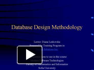PPT – Database Design Methodology PowerPoint presentation | free to ...