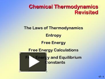 PPT – Chemical Thermodynamics Revisited PowerPoint presentation | free ...