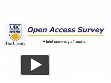Open Access Survey presentation | free to view