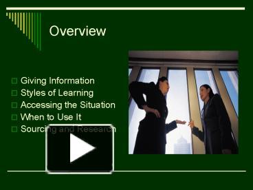 PPT – Overview PowerPoint presentation | free to view - id: 166d3a-Mzk2M