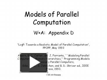 Models of Parallel Computation presentation | free to download