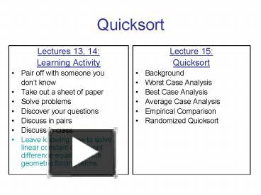 Quicksort presentation | free to view
