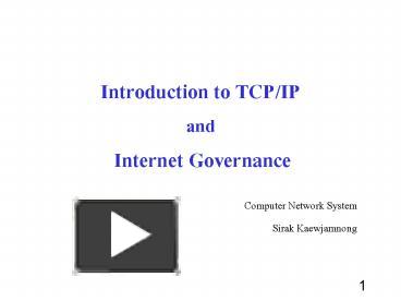 PPT – Introduction to TCP/IP and Internet Governance PowerPoint ...