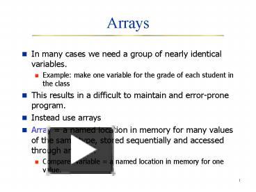 PPT – Arrays PowerPoint presentation | free to view - id: 16e267-ZTE4Z